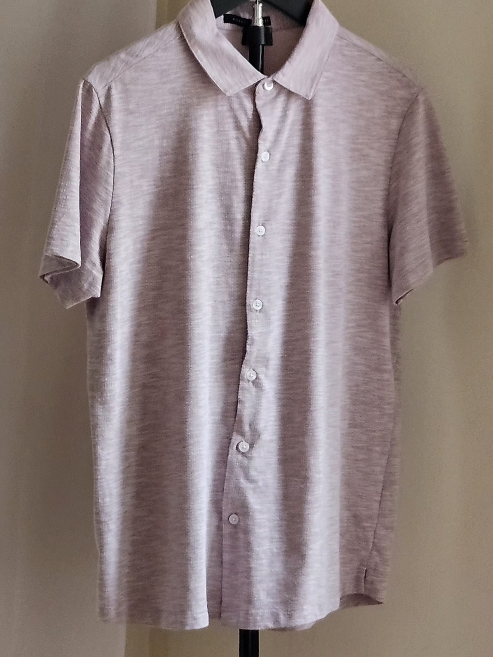 Robert Barakett Men's Short Sleeve Knit Button-Down Shirt - Light Pink/mauve